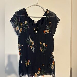 Blousology Navy Blue Floral Blouse